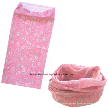 OEM Produzir logotipo personalizado Impresso Microfiber Sports Girl&#39;s Pink Paisley Promocional Headwear Buff